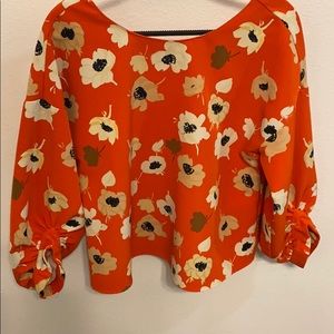 ZARA, Floral Orange Blouse